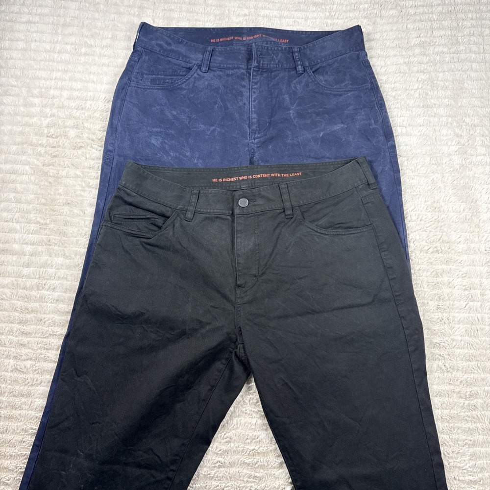 Rhone Lot of 2 Men's 34x30 Classic‎ Flat Front Pants Lyocell Cotton Black & Blue